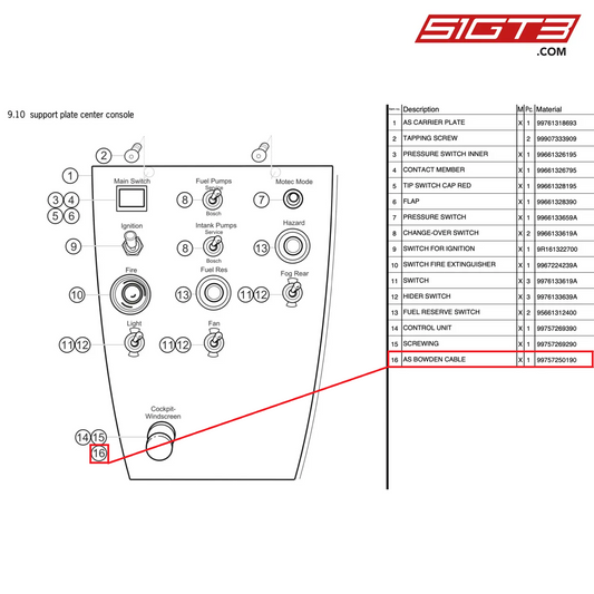 AS BOWDENZUG - 99757250190 [PORSCHE 997.2 GT3 Cup]