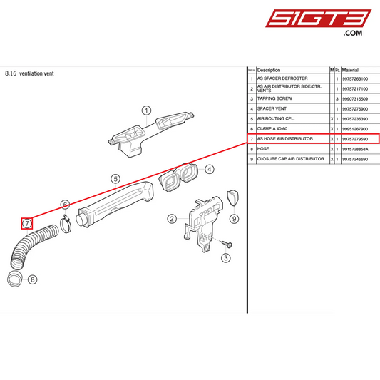 AS HOSE AIR DISTRIBUTOR - 99757279590 [PORSCHE 997.2 GT3 Cup]