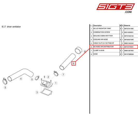 AS SCHLAUCH LUFTVERTEILER - 99757279591 [PORSCHE 997.2 GT3 Cup]