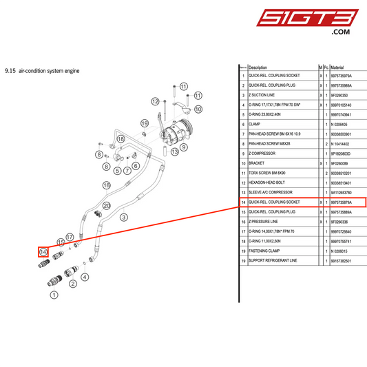 QUICK-REL. COUPLING SOCKET - 9975735879A [PORSCHE 991.2 GT3 R]