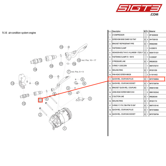 QUICK-REL. COUPLING PLUG - 9975735889A [PORSCHE 992.1 GT3 R]