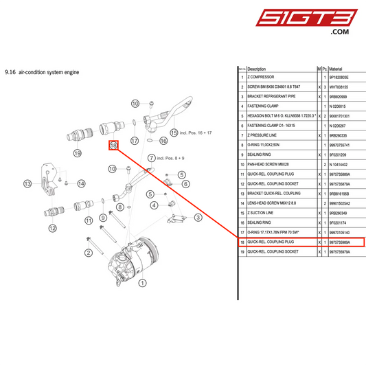 QUICK-REL. COUPLING PLUG - 9975735989A [PORSCHE 992.1 GT3 R]