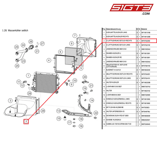 AS AIR ROUTING LATERAL RIGHT - 99757522292 [PORSCHE 997.1 GT3 R]
