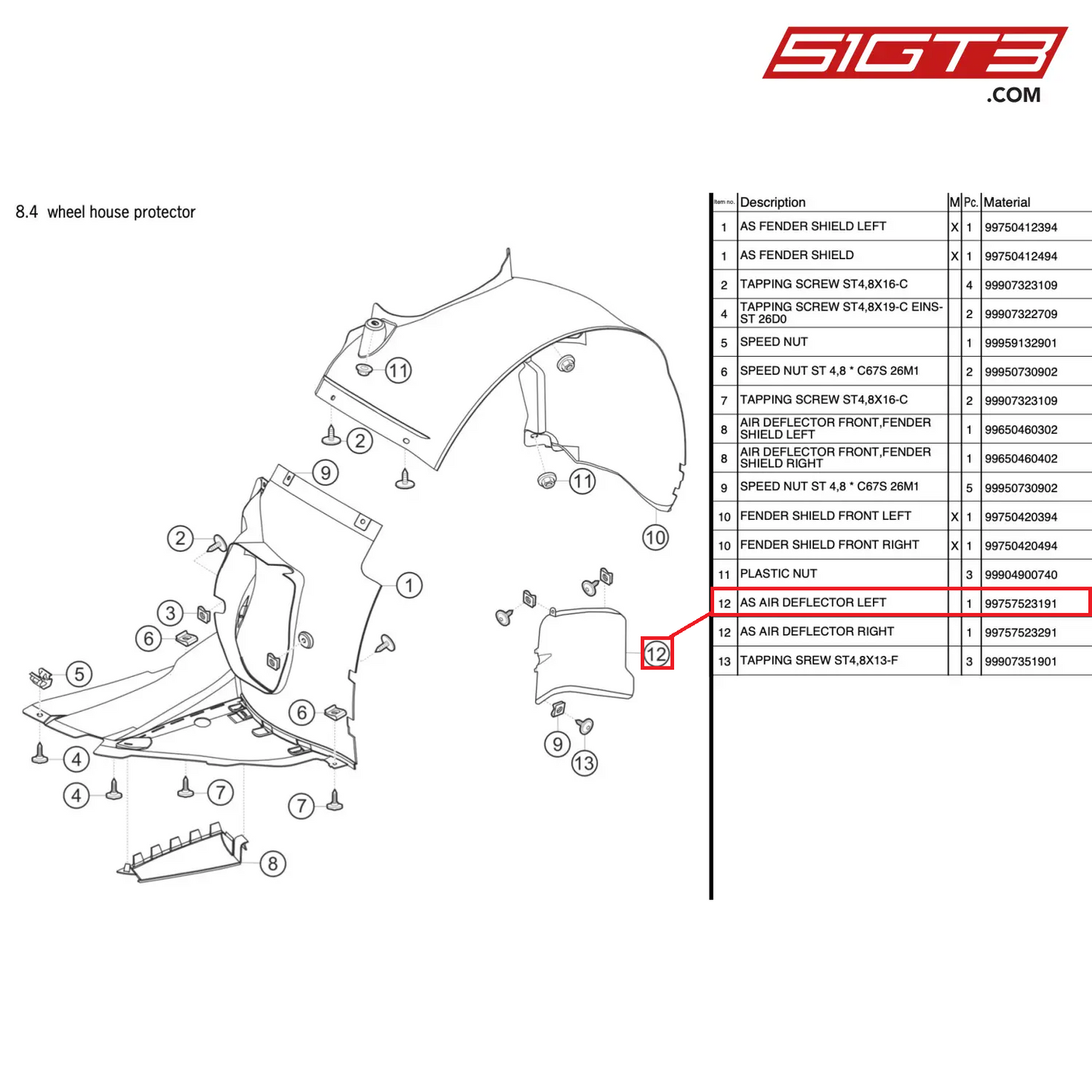 AS AIR DEFLECTOR LEFT - 99757523191 [PORSCHE 997.2 GT3 Cup]