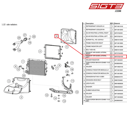 ABGASFÜHRUNG SEITLICH LINKS - 99757534190 [PORSCHE 997.2 GT3 Cup]
