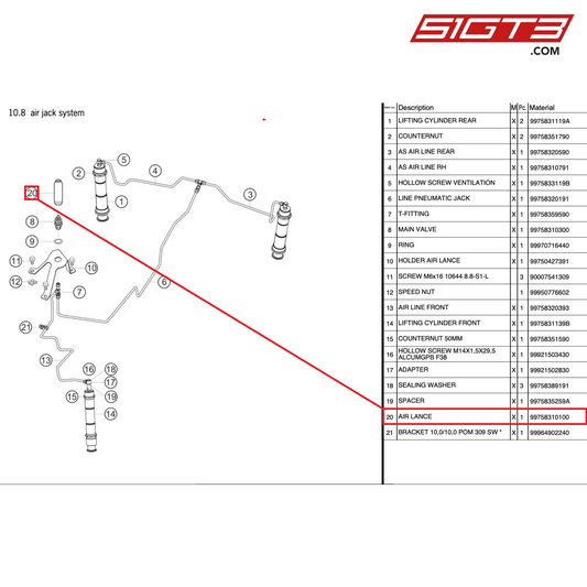 AIR LANCE - 99758310100 [PORSCHE 997.2 GT3 Cup]