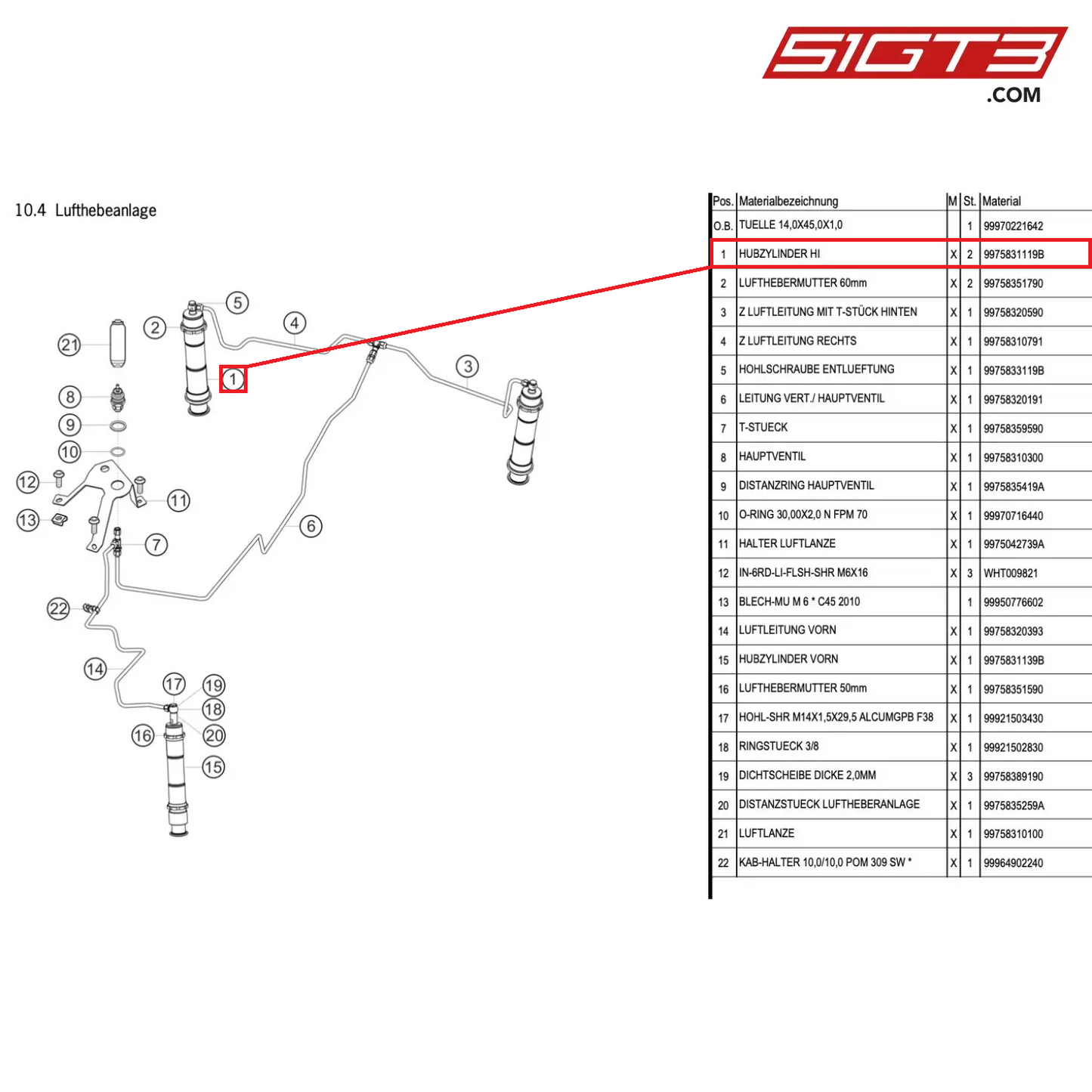 LIFTING CYLINDER REAR - 9975831119B [PORSCHE 997.1 GT3 R]