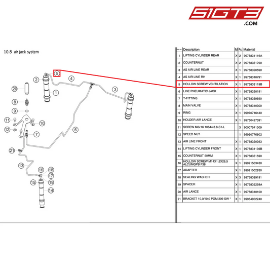 HOLLOW SCREW VENTILATION - 9975833119B [PORSCHE 997.2 GT3 Cup]