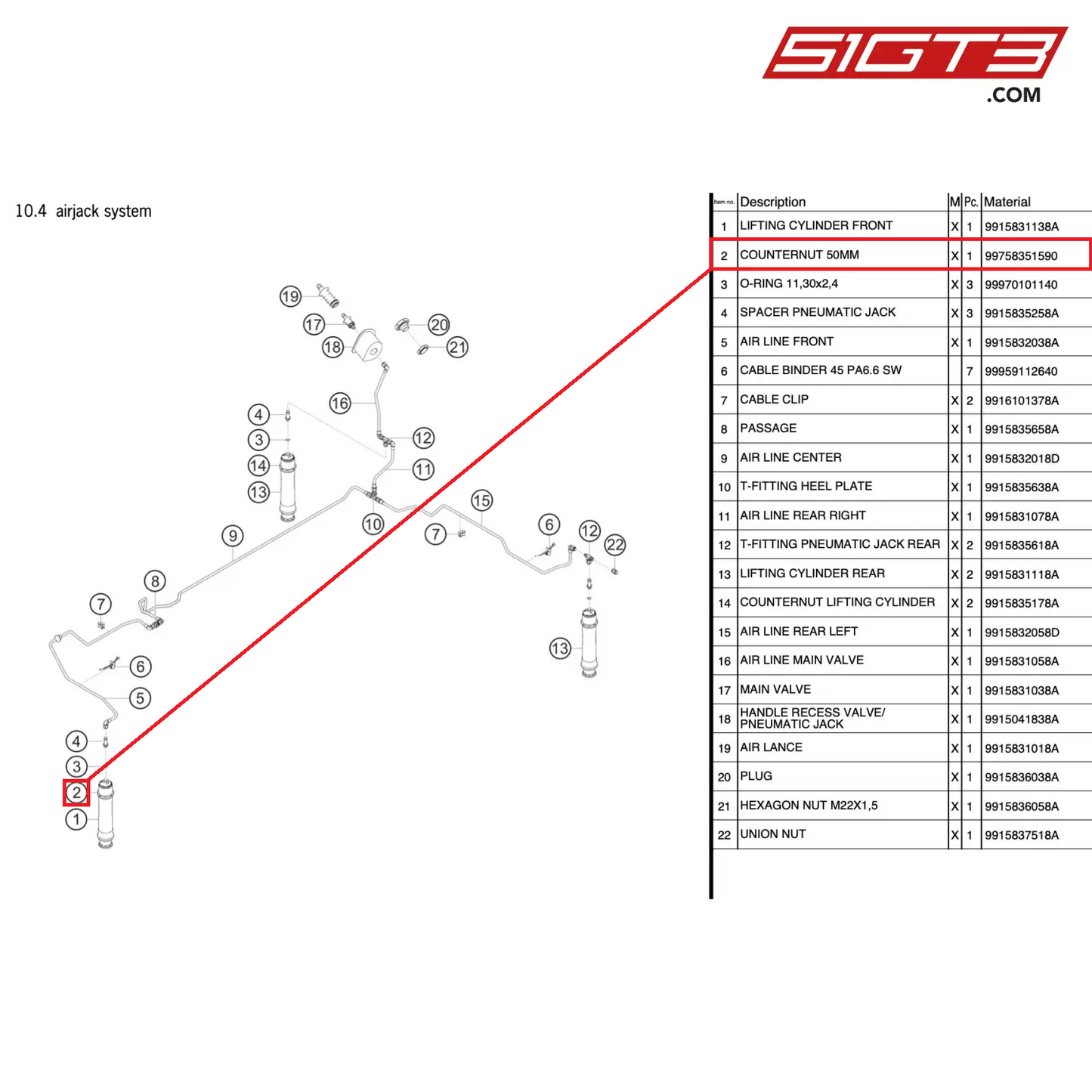 COUNTERNUT 50MM - 99758351590 [PORSCHE 911 GT3 Cup Type 991 (GEN 2)]