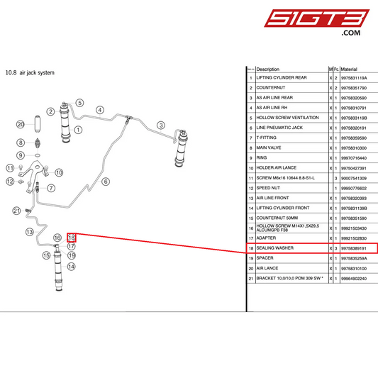 SEALING WASHER - 99758389191 [PORSCHE 997.2 GT3 Cup]