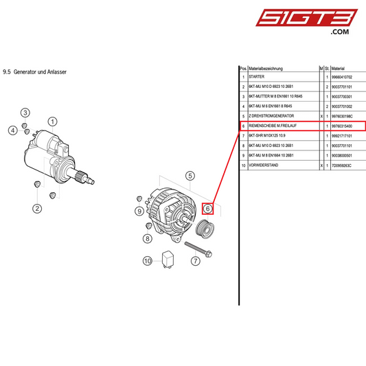 BELT PULLEY W.ONE-WAY CLUTCH - 99760315400 [PORSCHE 991.1 GT3 Cup]