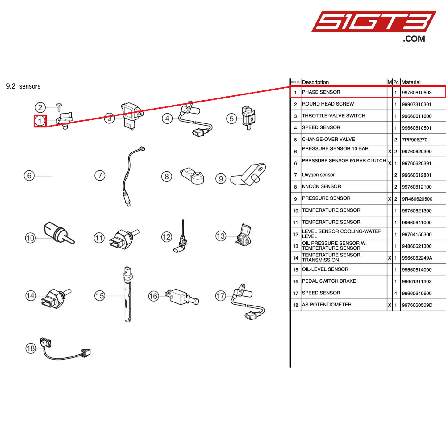 PHASE SENSOR - 99760610603 [PORSCHE 997.2 GT3 Cup]