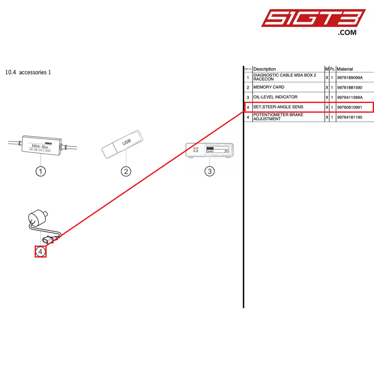 SET,STEER-ANGLE SENS - 99760610991 [PORSCHE 997.2 GT3 Cup]