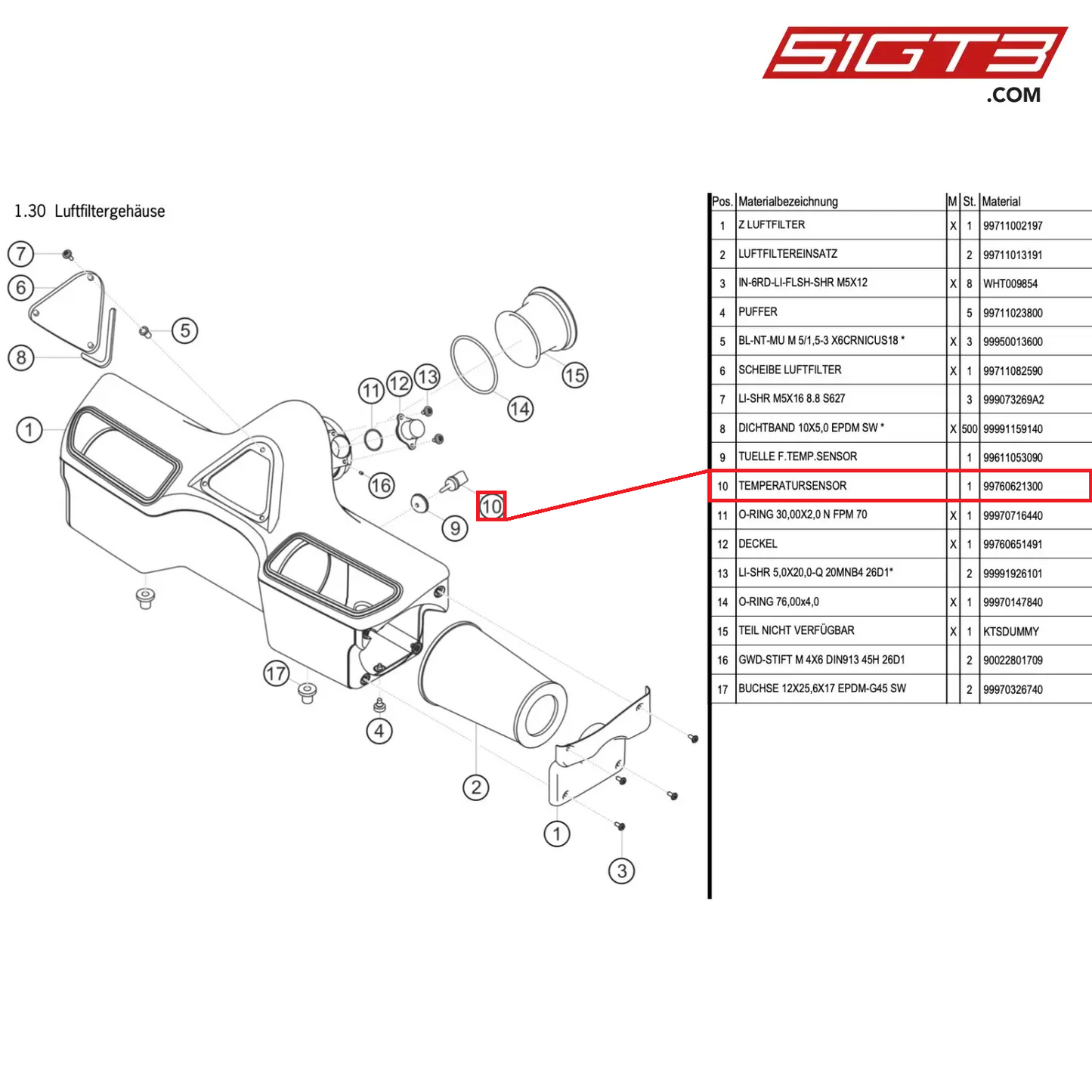 TEMPERATURE SENSOR - 99760621300 [PORSCHE 997.1 GT3 R]