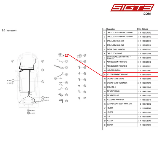 HOLDER SEPARATOR,ENGINE - 99761013100 [PORSCHE 996 GT3 Cup]