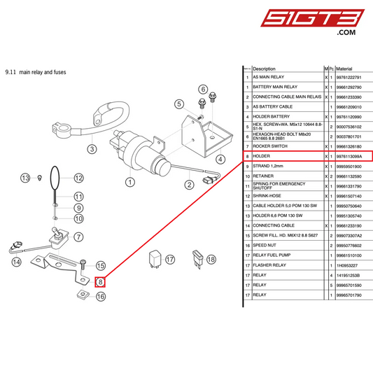 HOLDER - 9976113099A [PORSCHE 997.2 GT3 Cup]