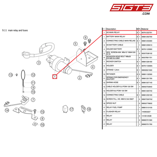 AS MAIN RELAY - 99761222791 [PORSCHE 997.2 GT3 Cup]