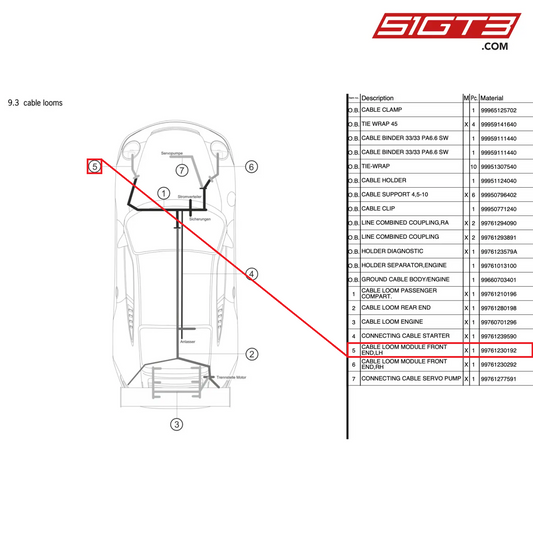 CABLE LOOM MODULE FRONT END,LH - 99761230192 [PORSCHE 997.2 GT3 Cup]