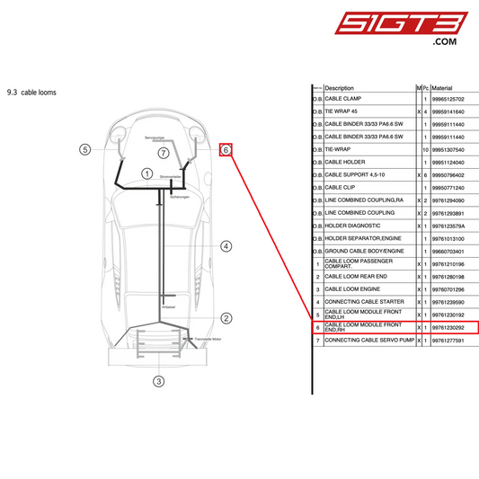 CABLE LOOM MODULE FRONT END,RH - 99761230292 [PORSCHE 997.2 GT3 Cup]