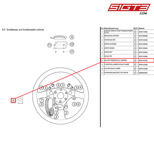 HOLDER SEPAR.,STEER.WHEEL - 99761272790 [PORSCHE 997.1 GT3 R]