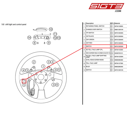 SWITCH - 9976133559A [PORSCHE 997.2 GT3 Cup]