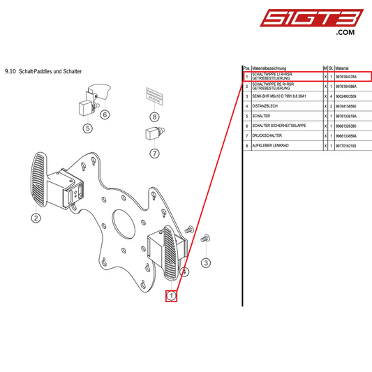 SHIFT LEVER GT3RSR - 9976184078A [PORSCHE 997.1 GT3 R]