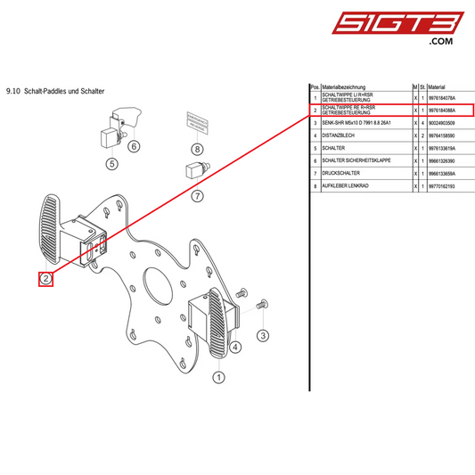 SHIFT LEVER GT3RSR - 9976184088A [PORSCHE 997.1 GT3 R]