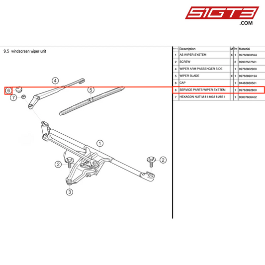 SERVICE TEILE WISCHERSYSTEM - 99762892800 [PORSCHE 997.2 GT3 Cup]