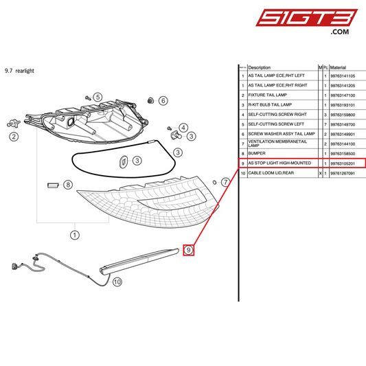 AS ZUSATZBREMSLEUCHTE - 99763105201 [PORSCHE 997.2 GT3 Cup]