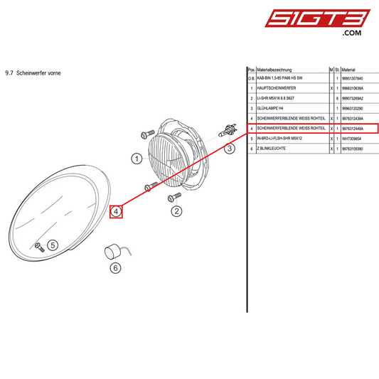 CACHE-PHARE NON USINÉ - 9976312449A [PORSCHE 997.1 GT3 R]