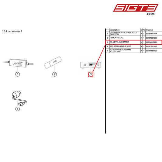 INDICATORE LIVELLO OLIO - 9976411399A [PORSCHE 997.2 GT3 Cup]