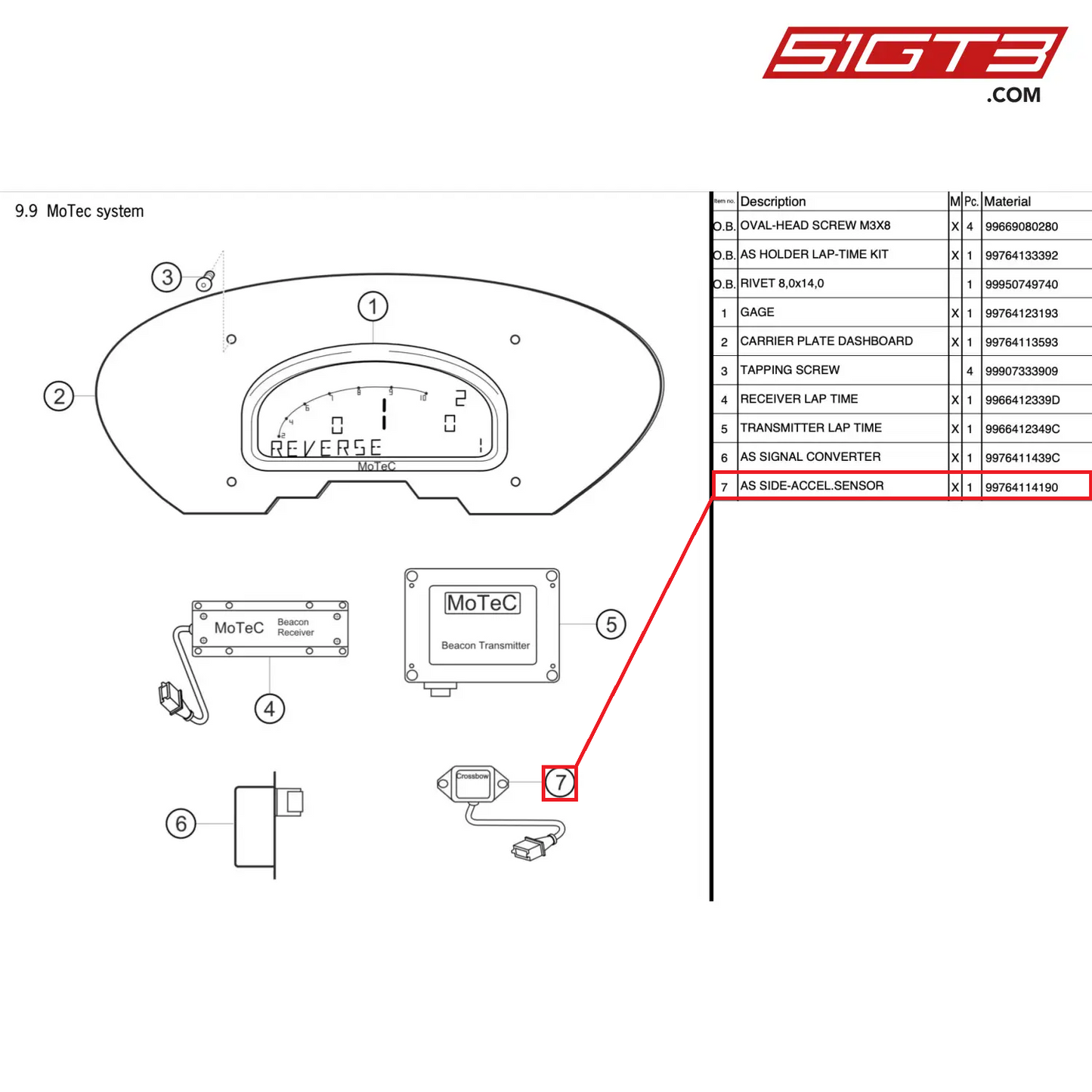AS ZIJ-VERSNELLINGSSENSOR - 99764114190 [PORSCHE 997.2 GT3 Cup]