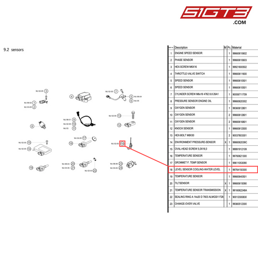 LEVEL SENSOR COOLING-WATER LEVEL - 99764150300 [PORSCHE 996 GT3 Cup]