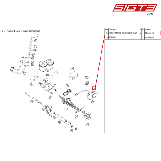 POTENTIOMETER BRAKE ADJUSTMENT - 99764181190 [PORSCHE 718 Cayman GT4 Clubsport]