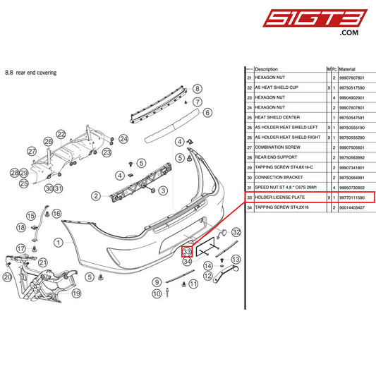 HOLDER LICENSE PLATE - 99770111590 [PORSCHE 997.2 GT3 Cup]