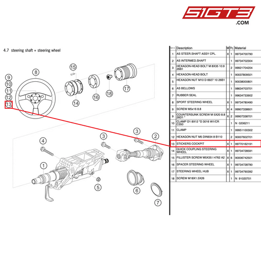 AUFKLEBER COCKPIT - 99770162191 [PORSCHE 997.2 GT3 Cup]