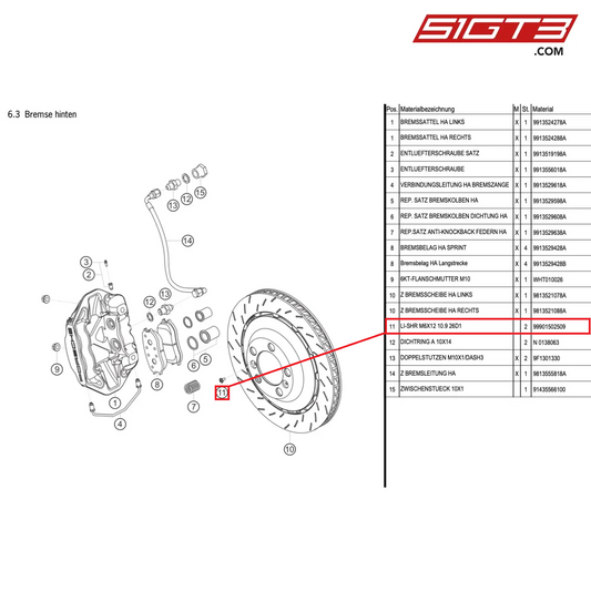 LENS.-HD. SCREW M6X12 10.9 26D1 - 99901502509 [PORSCHE Cayman 981 GT4 Clubsport]