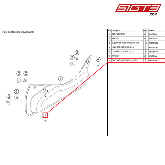 OVAL HEAD SCREW M6X16 8.8 S628 - 999015026A1 [PORSCHE 911 GT2 RS Clubsport]