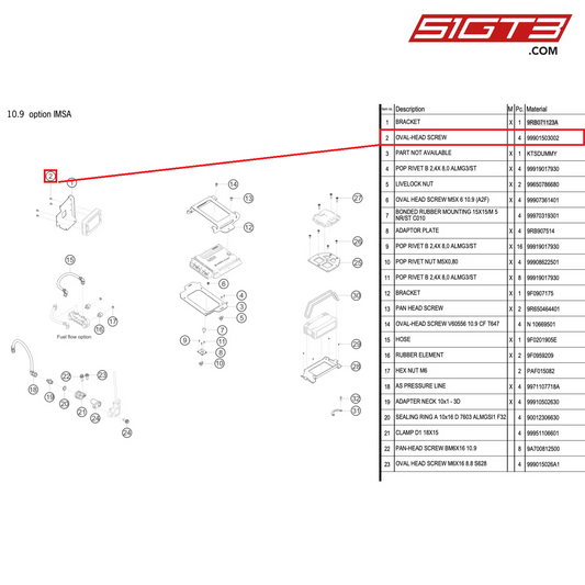 OVAL-HEAD SCREW - 99901503002 [PORSCHE 992.1 GT3 R]