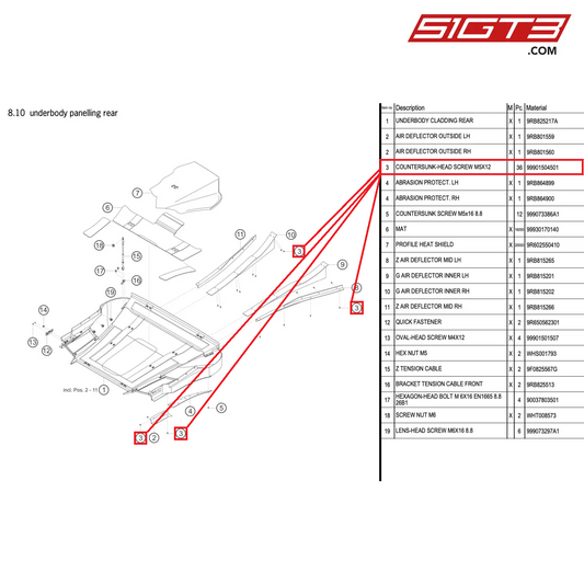 COUNTERSUNK-HEAD SCREW M5X12 - 99901504501 [PORSCHE 992.1 GT3 R]