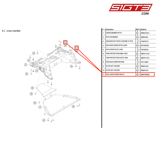 OVAL-HEAD SCREW M4X10 - 99901504602 [PORSCHE 992.1 GT3 R]