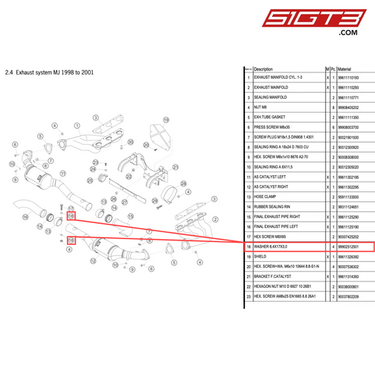 WASHER 8,4X17X3,0 - 99902512501 [PORSCHE 996 GT3 Cup]