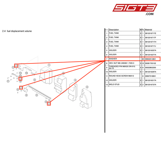 ワッシャー - 99902512801 [ポルシェ 991.1 GT3 R]
