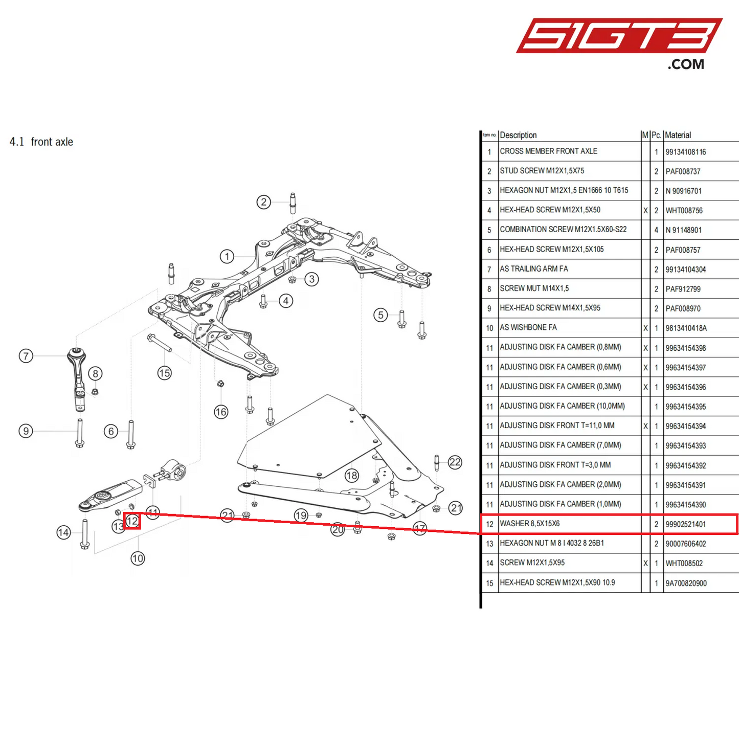 WASHER 8,5X15X6 - 99902521401 [PORSCHE 718 Cayman GT4 Clubsport]