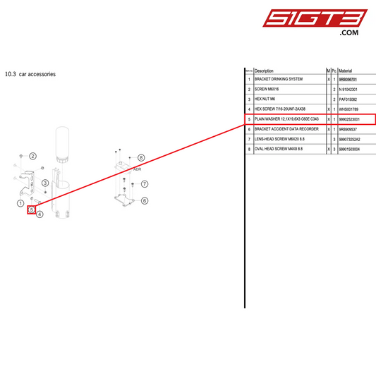 PLAIN WASHER 12,1X19,6X3 C60E C343 - 99902523001 [PORSCHE 992.1 GT3 R]