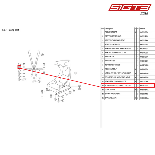 PLAIN WASHER 12,1x19,6x3 CK60 C350 - 99902523002 [PORSCHE 996 GT3 Cup]