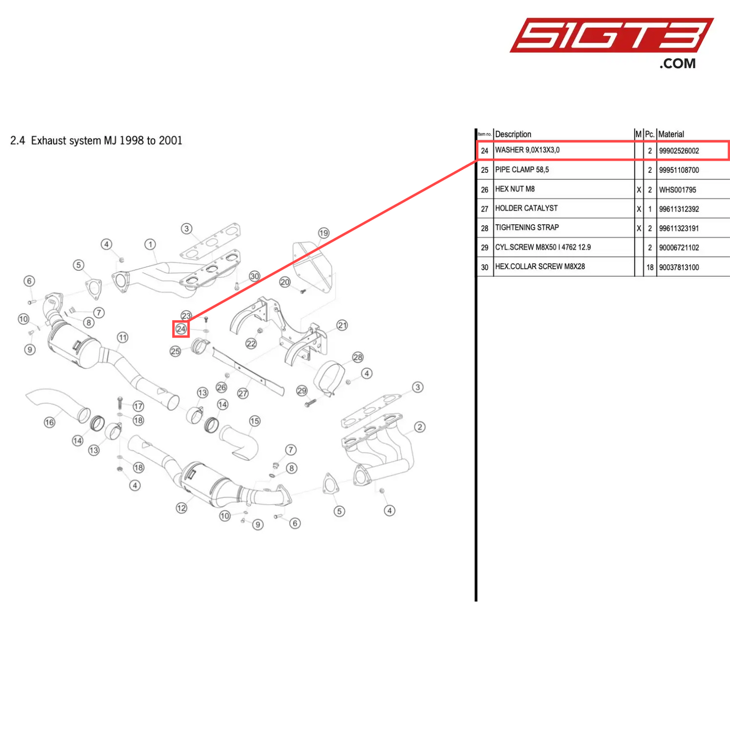 WASHER 9,0X13X3,0 - 99902526002 [PORSCHE 996 GT3 Cup]