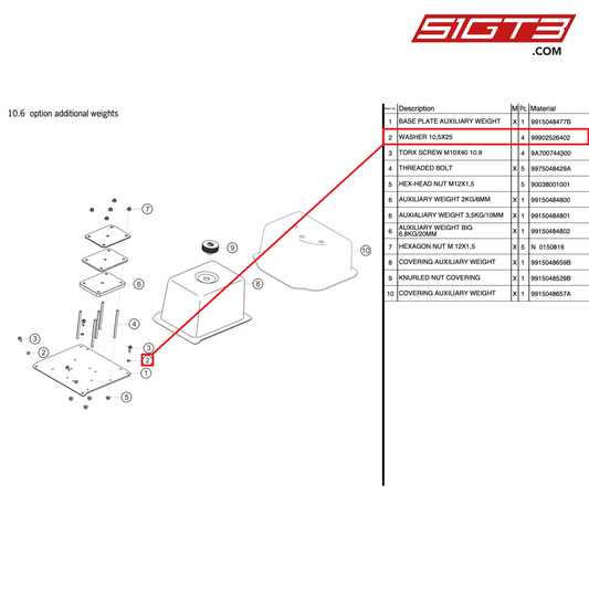 WASHER 10,5X25 - 99902526402 [PORSCHE 991.2 GT3 Cup]