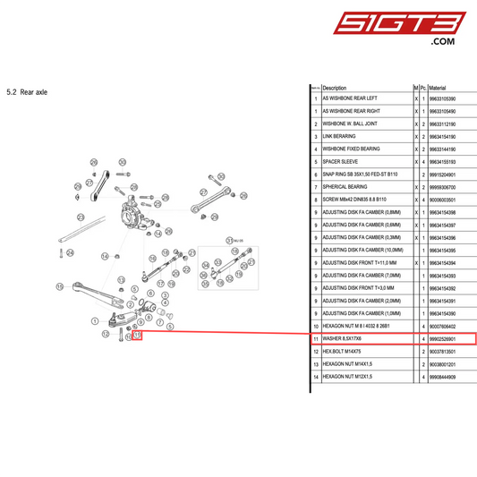 WASHER 8,5X17X6 - 99902526901 [PORSCHE 996 GT3 Cup]