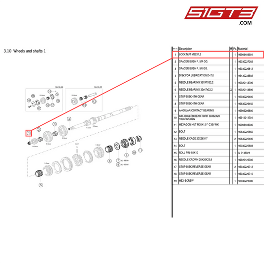 LOCK NUT M22X1,5 - 99903403501 [PORSCHE 996 GT3 Cup]